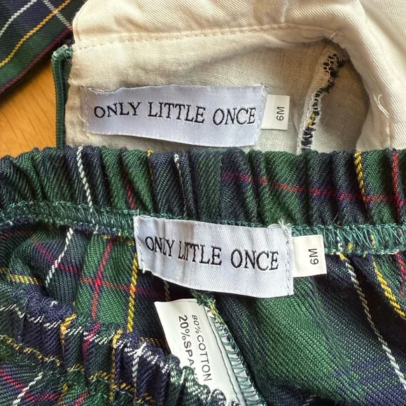 EUC Only Little Once Baby Girl Two Piece Dress + Bloomers-Plaid, Lace, Mistletoe - Picture 8 of 8